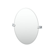 Gatco Mode 26-1/2" x 22-1/8" Contemporary Oval Frameless Bathroom Wall Mirror Chrome