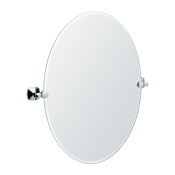 Gatco 19-1/2" W x 26-1/2" H Oval Frameless Bathroom Wall Mirror Chrome