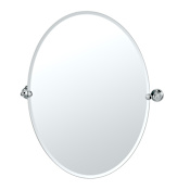 Gatco 23-1/2" W x 32" H Oval Frameless Bathroom Wall Mirror Chrome