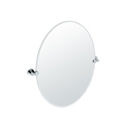 Gatco Channel 19-1/2" W x 26-1/2" H Oval Frameless Bathroom Wall Mirror Chrome