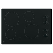 GE 30 Inch Wide 4 Burner Electric Cooktop with Melt Setting and Knob Controls Black