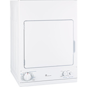 GE 24 Inch Wide 3.6 Cubic Foot Spacemaker Electric Dryer with Auto Dry White