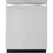 GE 24 Inch Wide 12 Place Setting Built-In Top Control Smart Dishwasher with Autosense Wash Cycle and ADA Compliant Design Stainless Steel
