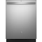 GE 24 Inch Wide 14 Place Setting Energy Star Certified Built-In Top Controls Dishwasher with Steam Option and Sanitization Cycle Fingerprint Resistant Stainless