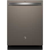 GE 24 Inch Wide 16 Place Setting Built-In Fingerprint Resistant Top Control Dishwasher with Adjustable Upper Rack and Active Flood Protect Fingerprint Resistant Slate