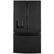 GE 36 Inch Wide 25.6 Cu. Ft. Energy Star Rated French Door Refrigerator with Quick Space Shelf Black