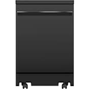 GE 24 Inch Wide 12 Place Setting Portable Top Control Dishwasher with Piranha Hard Food Disposer and Sanitary Rinse Black