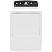 GE 27 Inch Wide 7.2 Cu. Ft. Electric Dryer with Upfront Lint Filter and Knob Controls White / Matte Black