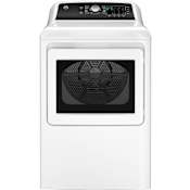 GE 27" Wide 7.4 Cu. Ft. Gas Dryer with LED Display and Sensor Dry White