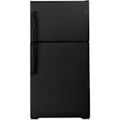 GE 33 Inch Wide 21.9 Cu. Ft. Energy Star Certified Top Freezer Refrigerator with LED Lighting Black