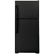 GE 30 Inch Wide 19.1 Cu. Ft. Top Mount Refrigerator with LED Lighting and Edge-to-Edge Glass Shelves Black