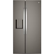 GE 36 Inch Wide 23.6 Cu. Ft. Fingerprint Resistant Side By Side Refrigerator with External Ice and Water Dispenser Slate