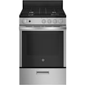 GE 24 Inch Wide 2.9 Cu. Ft. Free Standing Gas Range with Steam Clean Stainless Steel
