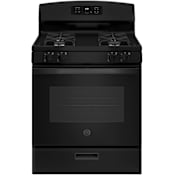 GE 30 Inch Wide 4.8 Cu. Ft. Free Standing Gas Range with Black Matte Steel Grates and Precision Simmer Burner Black