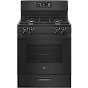 GE 30 Inch Wide 4.8 Cu. Ft. Free Standing Gas Range with Continuous Grates and Flexible Broiling Black