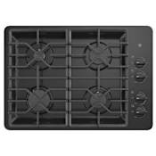 GE 30 Inch Wide Built-In Gas Cooktop with 4 Burners and 15,000 BTU Power Boil Burner Black