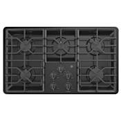 GE 36 Inch Wide Built-In Gas Cooktop with 15,000 BTU Power Boil Burner Black