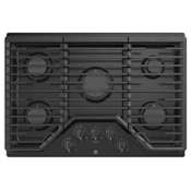 GE 30 Inch Wide Built-In Gas Cooktop with 5 Burners and 15,000 BTU Power Boil Burner Black