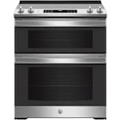 GE 30 Inch Wide 6.6 Cu. Ft. Slide In Electric Double Oven Range with True Convection Stainless Steel