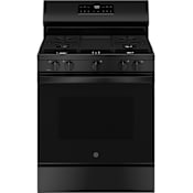 GE 30 Inch Wide 5.3 Cu. Ft. Free Standing Gas Range with Simmer Burner and Self Clean Mode Black