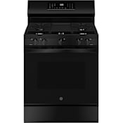 GE 30 Inch Wide 5.3 Cu. Ft. Free Standing Gas Range with Convection and No Preheat Air Fry Black