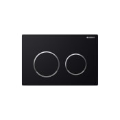 Geberit Omega 20 Dual Flush 1.6 / .8 GPF Actuator Plate Black / Polished Chrome