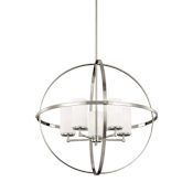 Generation Lighting Alturas 5 Light 27" Wide LED Pillar Candle Globe Chandelier Brushed Nickel