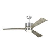 Generation Lighting Vision 52" 3 Blade Indoor Ceiling Fan Brushed Steel / Light Gray Weathered Oak