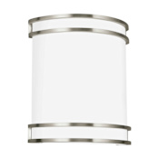 Generation Lighting 11" Tall Integrated LED Bathroom Sconce with Banded Shade Brushed Nickel