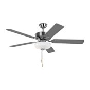 Generation Lighting Linden 52" 5 Blade Indoor LED Ceiling Fan - 3000K, 90 CRI, 800 Lumens Brushed Steel