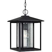 Generation Lighting Hunnington 9" Wide Outdoor Mini Pendant with Seedy Glass Black