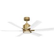 Generation Lighting Flera Smart 52" 6 Blade Indoor LED Ceiling Fan Burnished Brass