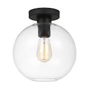 Generation Lighting Orley 10" Wide Outdoor Semi-Flush Globe Ceiling Fixture Midnight Black