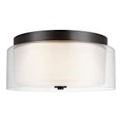 Generation Lighting Elmwood Park 2 Light 14" Wide Flush Mount Drum Ceiling Fixture Bronze