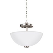 Generation Lighting Oslo 14" Wide Convertible Semi-Flush Ceiling Fixture / Converts to Pendant Brushed Nickel