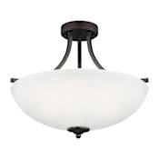 Generation Lighting Geary 3 Light 19" Wide Semi-Flush Bowl Ceiling Fixture / Converts to Pendant Bronze