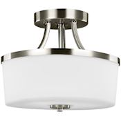Generation Lighting Hettinger 2 Light 13" Wide LED Semi-Flush Drum Ceiling Fixture Brushed Nickel
