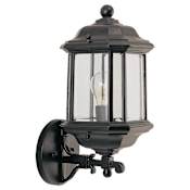 Generation Lighting Kent 15" Tall Outdoor Wall Sconce with Clear Glass - Up Light Black