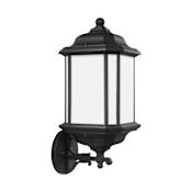 Generation Lighting Kent 19" Tall Outdoor Wall Sconce with Frosted Glass Black