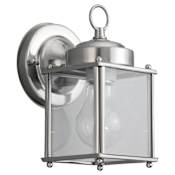 Generation Lighting New Castle 8" Tall Outdoor Wall Sconce with Clear Glass Antique Brushed Nickel