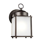 Generation Lighting New Castle 8" Tall Outdoor Wall Sconce with Frosted Glass Antique Bronze
