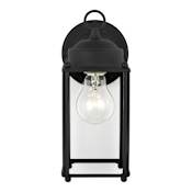 Generation Lighting New Castle 10" Tall Outdoor Wall Sconce with Clear Glass Shade Black