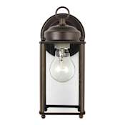 Generation Lighting New Castle 10" Tall Outdoor Wall Sconce with Clear Glass Shade Antique Bronze