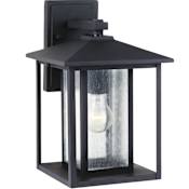 Generation Lighting Hunnington 14" Tall Outdoor Wall Sconce with Seedy Glass Black