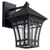 Generation Lighting Herrington 12" Tall Outdoor Wall Sconce with Seedy Glass Black