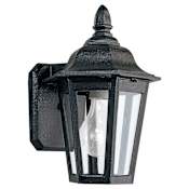 Generation Lighting Brentwood 10" Tall Outdoor Wall Sconce with Clear Glass Black