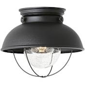 Generation Lighting Sebring 11" Wide LED Semi-Flush Outdoor Ceiling Fixture Black