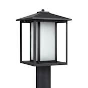 Generation Lighting Hunnington 15" Tall Outdoor Single Head Post Light with Frosted Glass Black