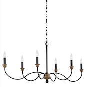 Generation Lighting Hartsville 6 Light 43" Wide Taper Candle Chandelier Dark Weathered Zinc / Weathered Oak