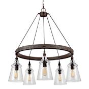 Generation Lighting Loras 5 Light 22" Wide Ring Chandelier Dark Weathered Iron